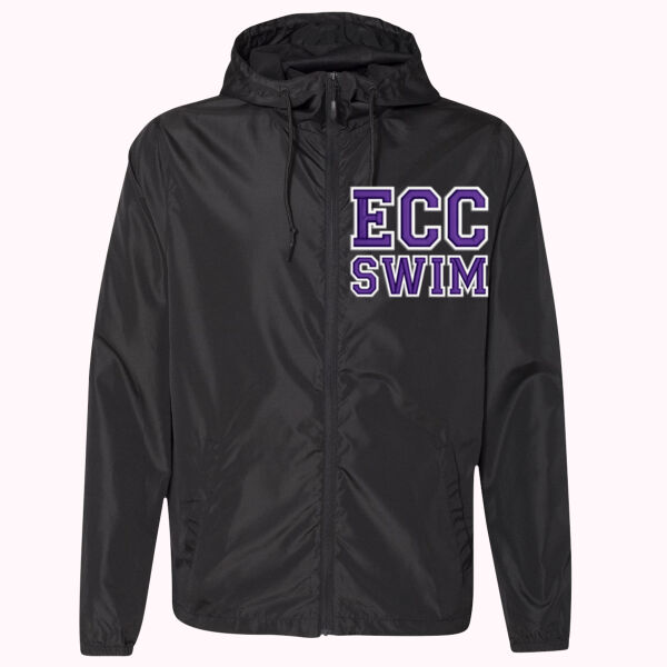 Rain Jacket with heat-applied "ECC Swim" Varsity Block Letters at left-chest Thumbnail