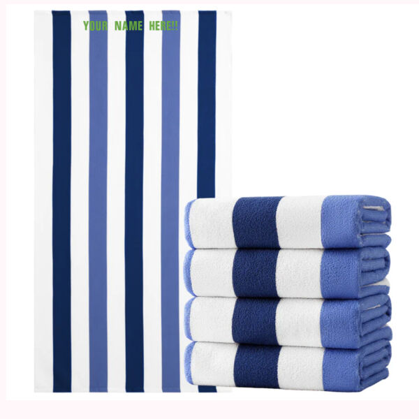 Oversized 40"x70" Super-Absorbent Striped Beach Towel with Custom Embroidered Name Thumbnail
